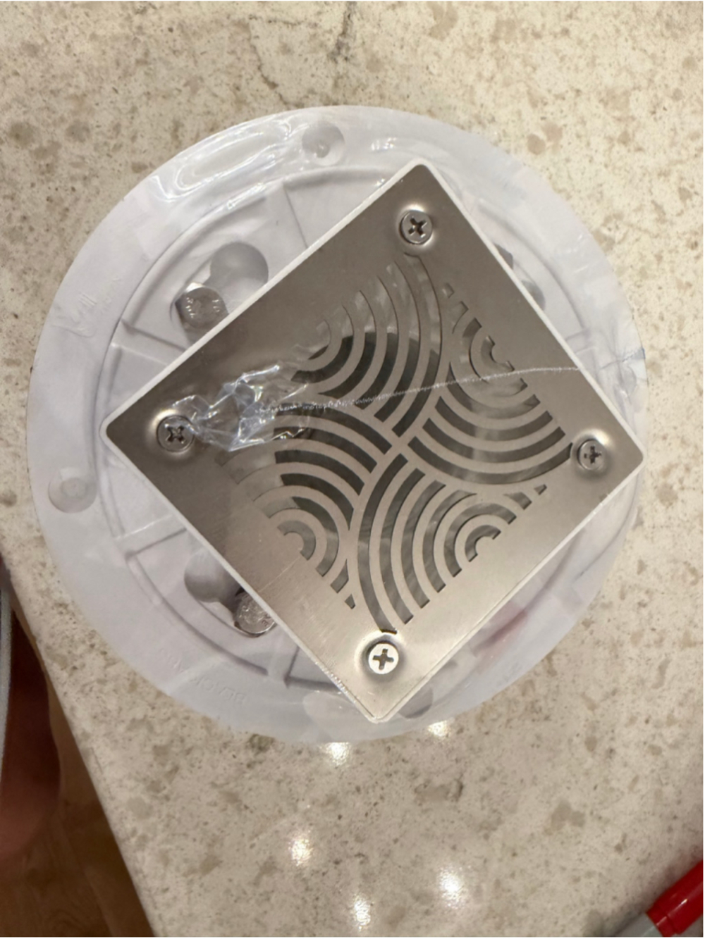 NEW NEW Square Plastic ABS Shower Drain for Low Profile Shower Pan SS 304 Gratin